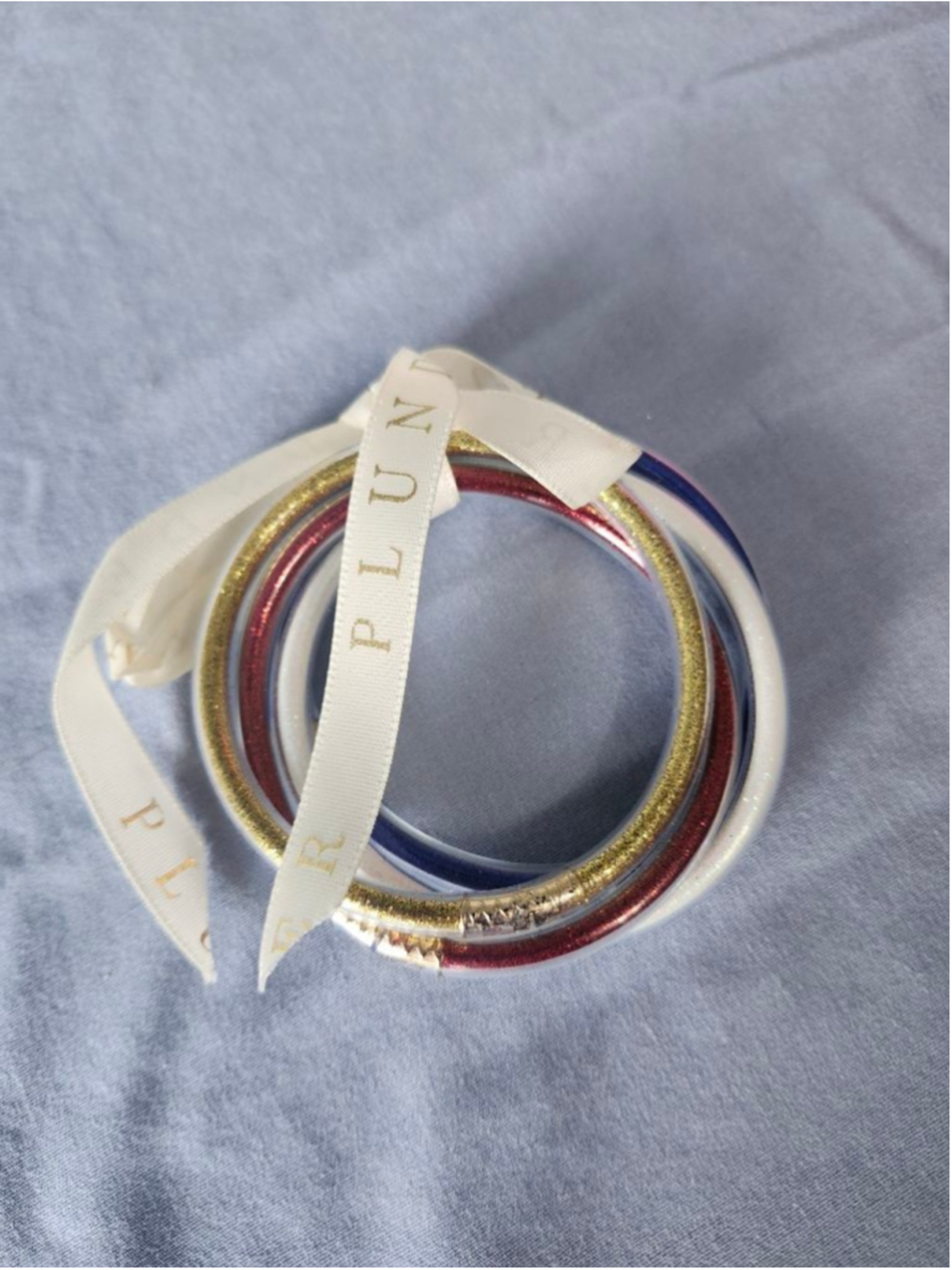 Plunder Gold Red Blue White Glitter Bangle Bracelets One Size